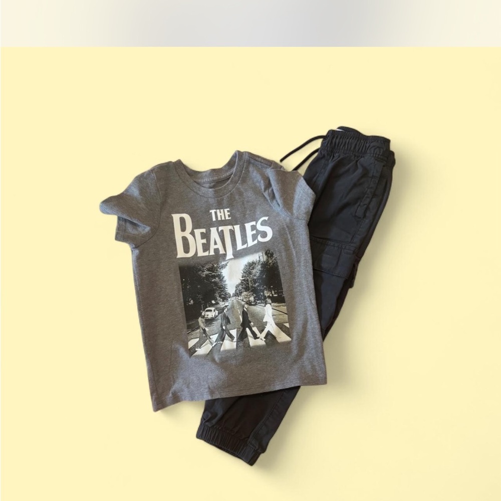 The Beatles Gray Kids Tee & Dark Gray Old Navy Joggers